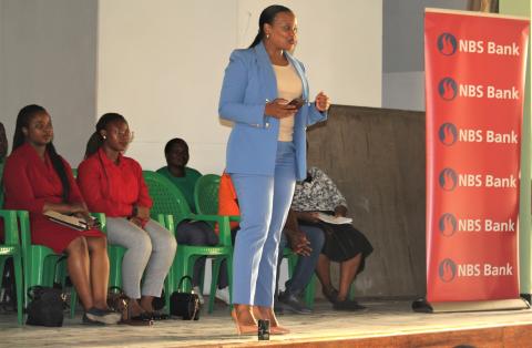 Tamanda Ng'ombe motivating Stella Maris Students