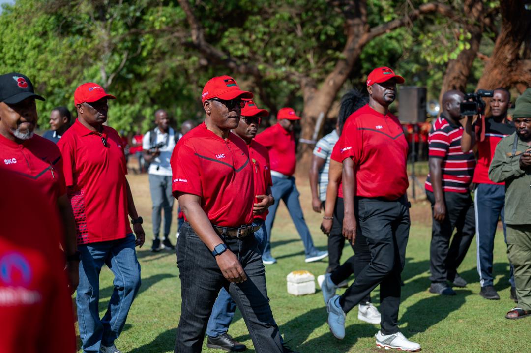 Ngwenya (right) with Chakwera (centre) and Chilima (left) at the golf tournament last year